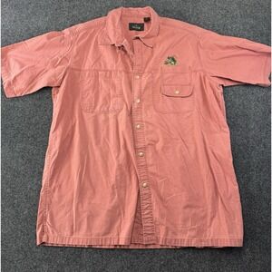 RedHead Fishing Shirt XL Coral Button Up Embroidered Bass Outdoors 100% Cotton